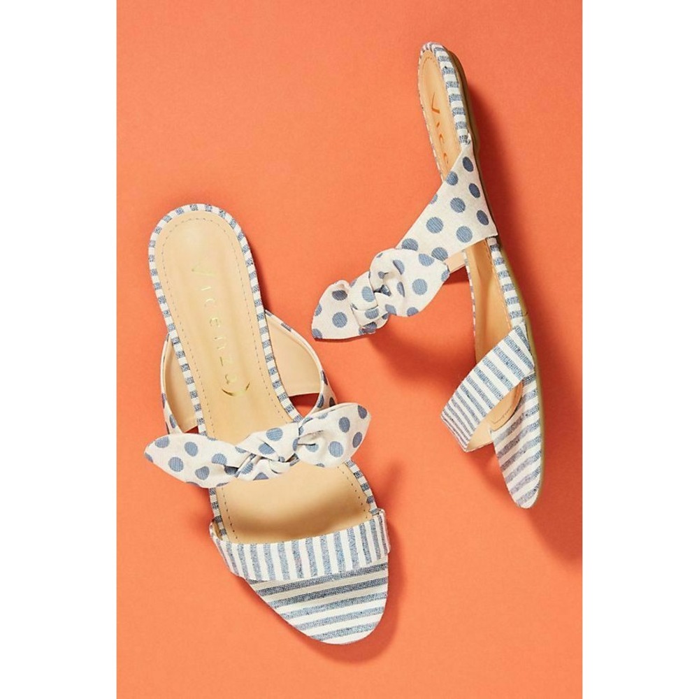 Anthropologie Vicenza Striped Dotted Slide Sandals size 40